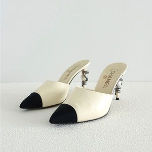 Authentic Chanel Faux Pearl Snake Accents Mules/ Sandals/ Heels